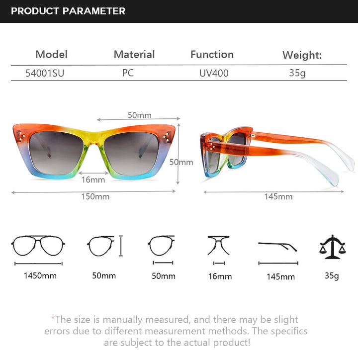 CCspace Women's Full Rim Cat Eye Rivet Acetate Frame Sunglasses 54001 Sunglasses CCspace Sunglasses
