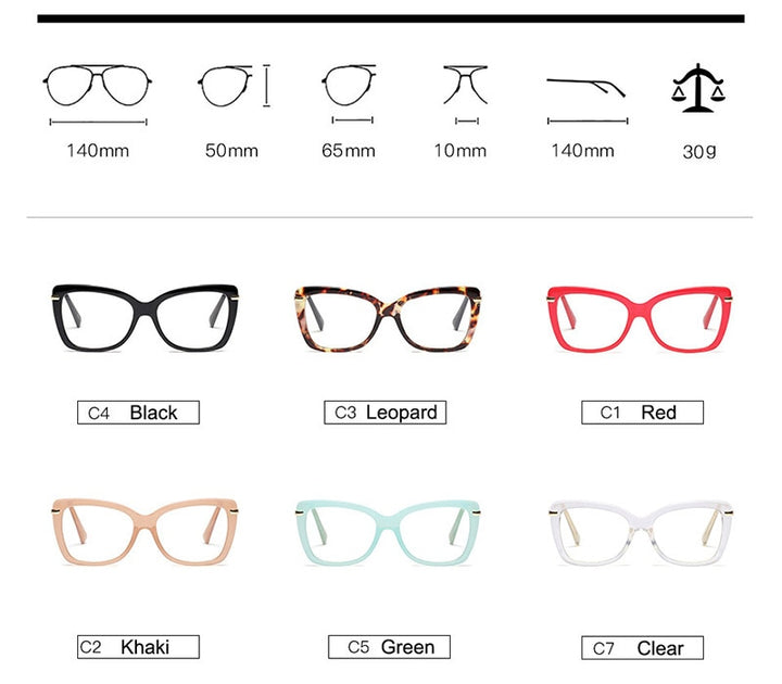 Hotony Women's Full Rim Cat Eye Acetate Frame Eyeglasses 97331 Full Rim Hotony