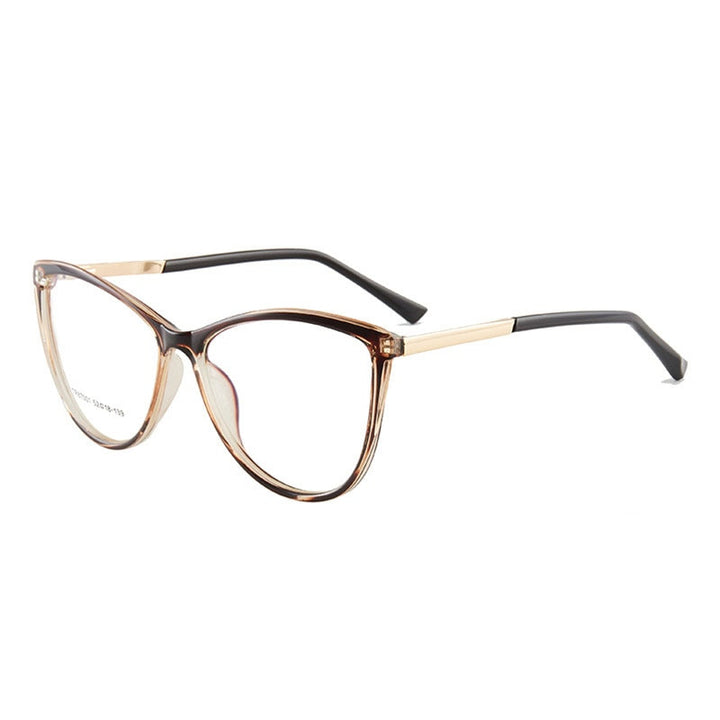 Hotony Woman's Full Rim Cat Eye TR 90 Resin Alloy Frame Eyeglasses 7001 Full Rim Hotony