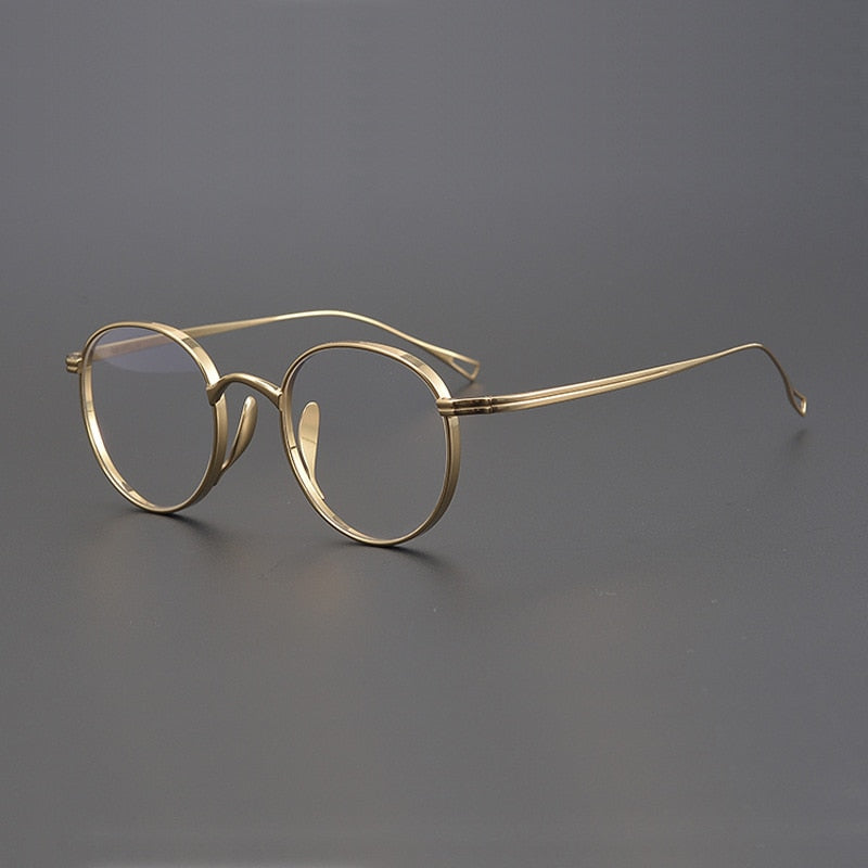 Gatenac Unisex Full Rim Round Titanium Frame Eyeglasses Gxyj485 Full Rim Gatenac Gold