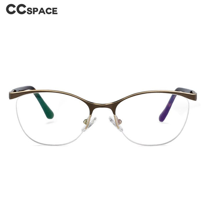 CCspace Women's Semi Rim Brow Line Cat Eye Alloy Acetate Frame Eyeglasses 53988 Semi Rim CCspace