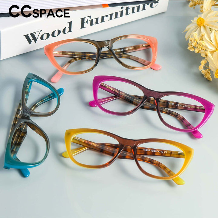CCspace Unisex Full Rim Oval Cat Eye Acetate Frame Eyeglasses 53408 Full Rim CCspace