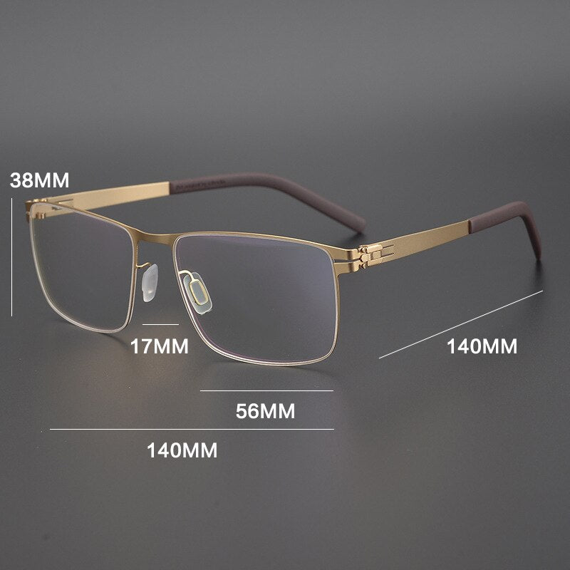 Gatenac Unisex Full Rim Square Titanium Alloy Screwless Frame Eyeglasses Gxyj655 Full Rim Gatenac
