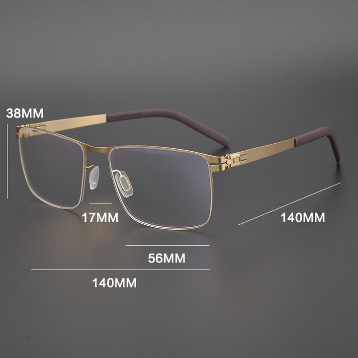 Gatenac Unisex Full Rim Square Titanium Alloy Screwless Frame Eyeglasses Gxyj655 Full Rim Gatenac