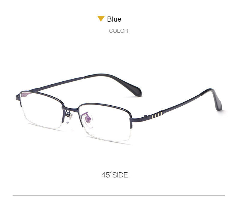 Hotony Men's Semi Rim Titanium Alloy Rectangle Frame Eyeglasses 9071 Semi Rim Hotony