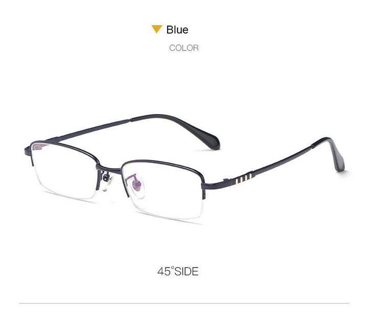 Hotony Men's Semi Rim Titanium Alloy Rectangle Frame Eyeglasses 9071 Semi Rim Hotony