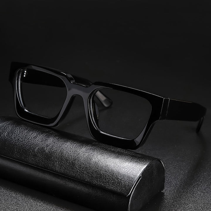 Gatenac Unisex Full Rim Square Acetate Frame Eyeglasses Gxyj724 Full Rim Gatenac Black