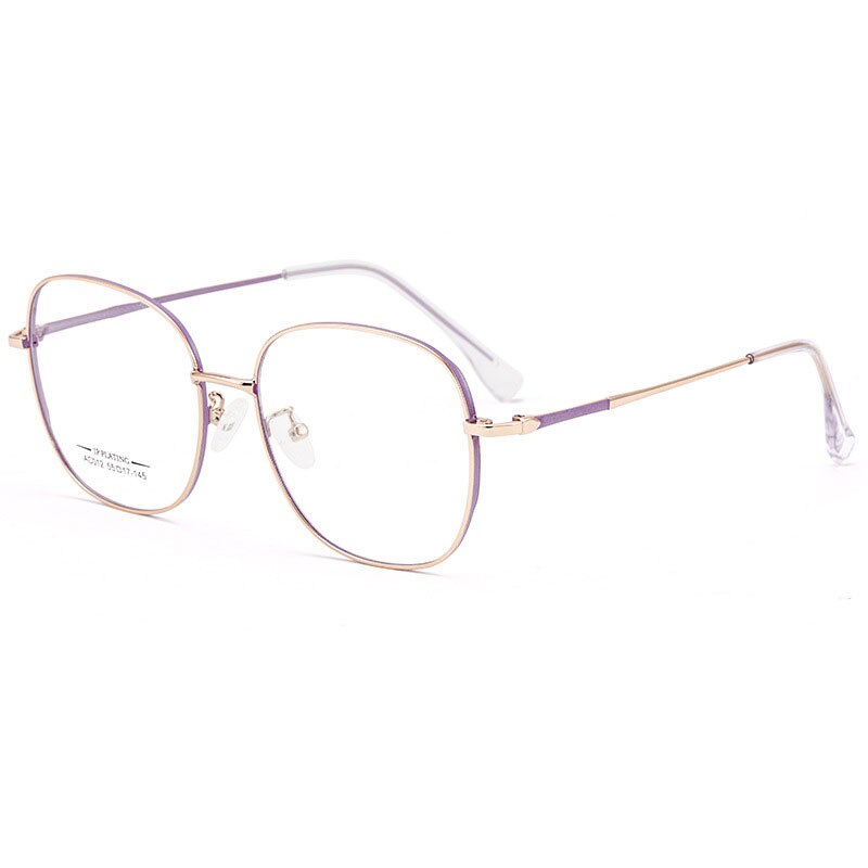 Hotony Unisex Full Rim Aluminum Magnesium Alloy Frame Eyeglasses AC012 Full Rim Hotony Purple Rose Gold