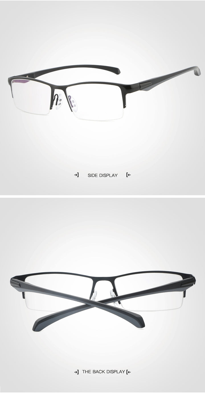Hdcrafter Men's Semi Rim TR 90 Titanium Rectangle Frame Eyeglasses 9065 Semi Rim Hdcrafter Eyeglasses
