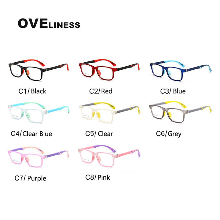 Oveliness Unisex Children's Full Rim Square Tr 90 Titanium Eyeglasses Oltrd12p Full Rim Oveliness