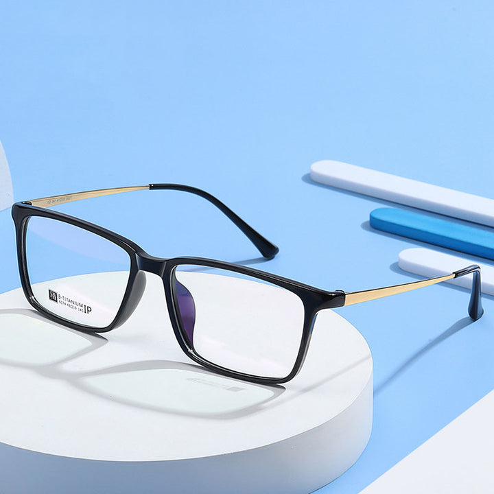 Hotochki Men's Full Rim Beta Titanium Frame Rectangular Eyeglasses 7036 Full Rim Hotochki