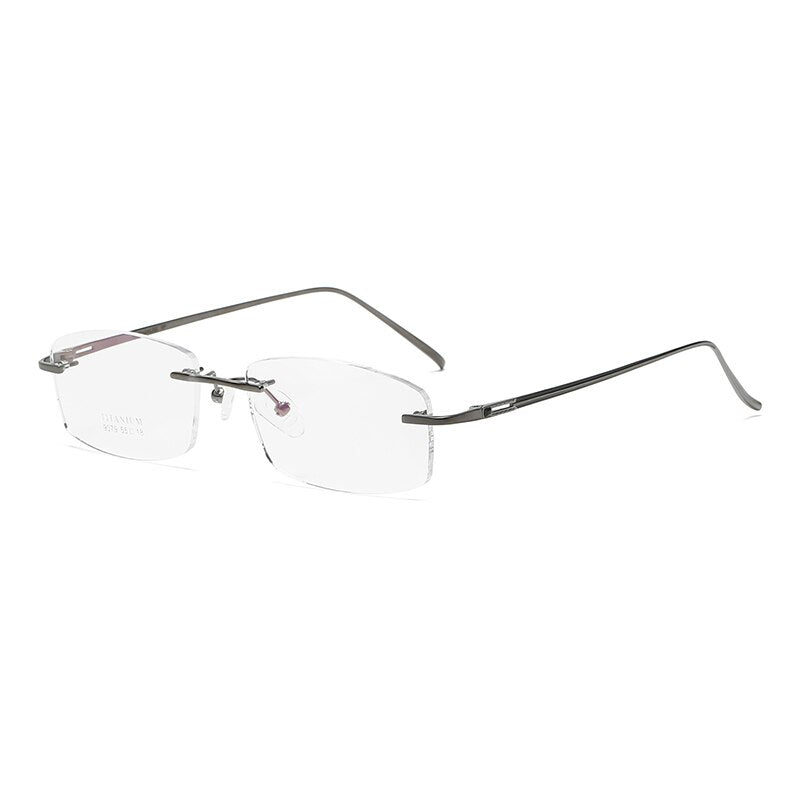 Zirosat 9079 Men's Eyeglasses Titanium Rimless Diamond Trimmed Rimless Zirosat grey
