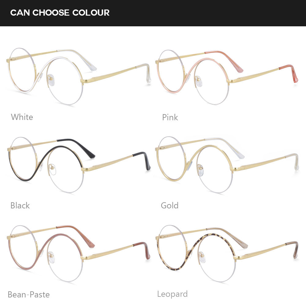 CCspace Unisex Semi Rim Round Alloy Frame Eyeglasses 54042 Semi Rim CCspace