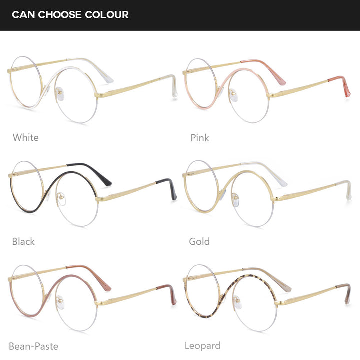 CCspace Unisex Semi Rim Round Alloy Frame Eyeglasses 54042 Semi Rim CCspace