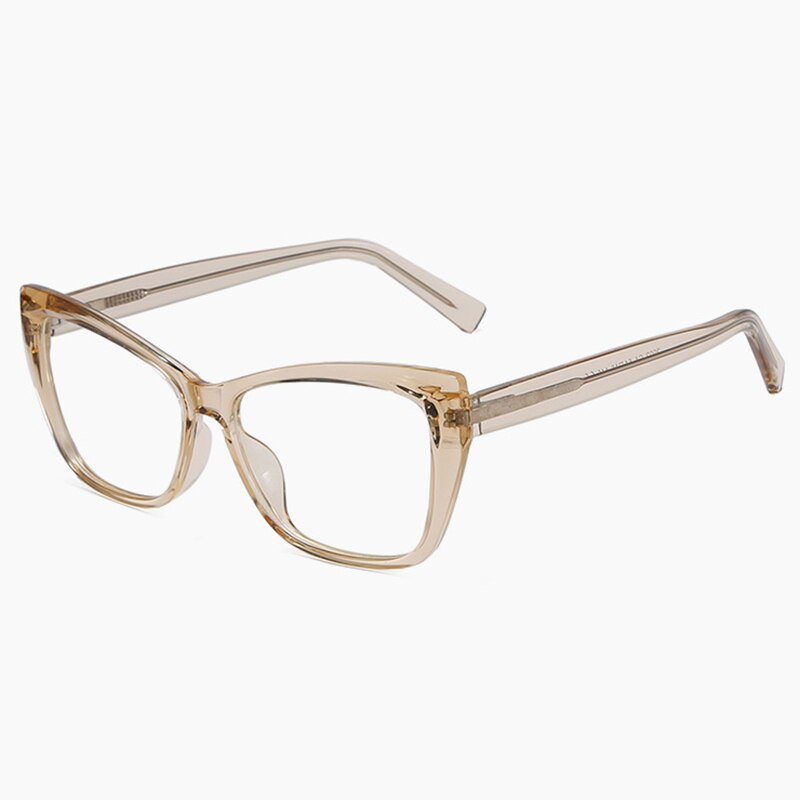 Hotony Women's Full Rim Square Cat Eye Acetate Eyeglasses 2002 Full Rim Hotony champagne