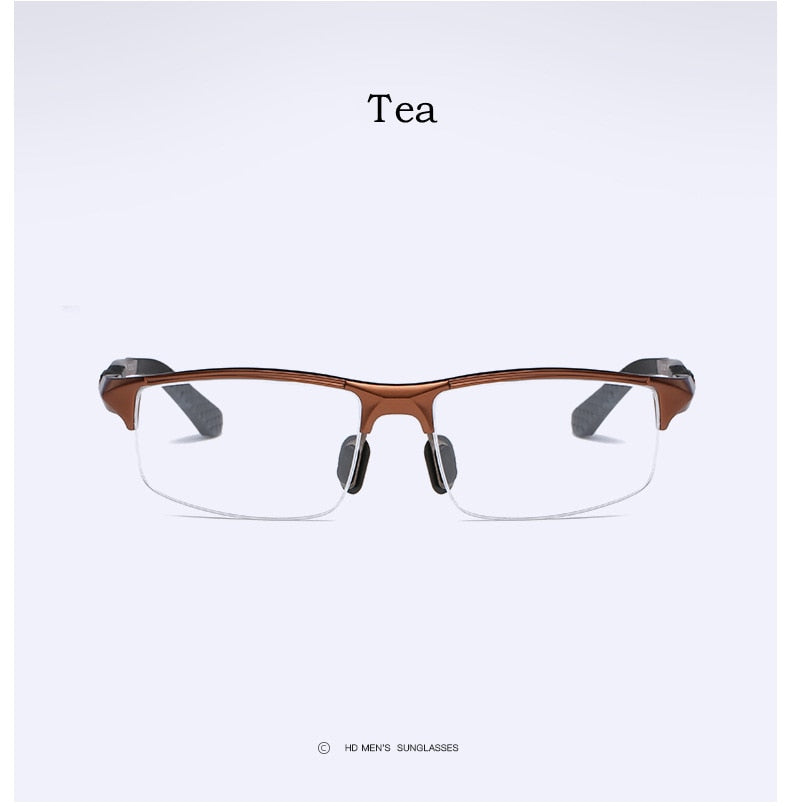 Yimaruili Men's Semi Rim Aluminum Magnesium Rectangular Frame Eyeglasses Y3121 Semi Rim Yimaruili Eyeglasses