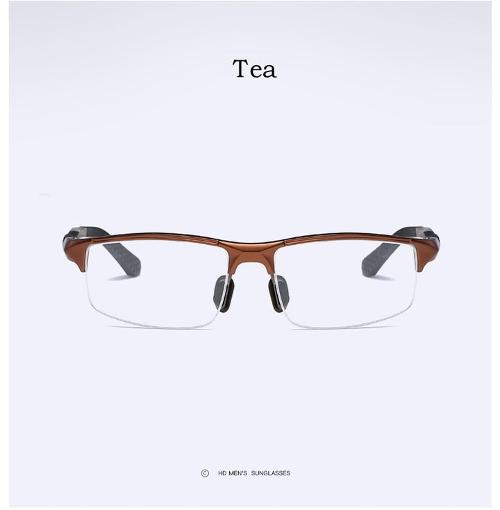 Yimaruili Men's Semi Rim Aluminum Magnesium Rectangular Frame Eyeglasses Y3121 Semi Rim Yimaruili Eyeglasses