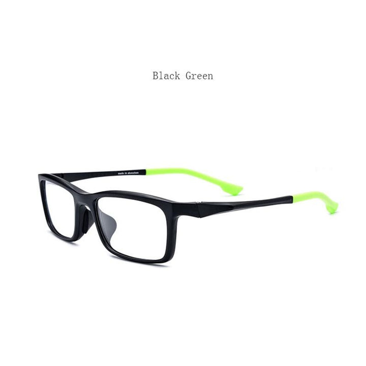Hdcrafter Men's Full Rim TR 90 Titanium Rectangle Frame Sports Photochromic Custom Lens Eyeglasses 17209 Full Rim Hdcrafter Eyeglasses Black Green