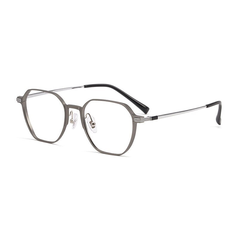 Handoer Unisex Full Rim Polygonal Square Aluminum Magnesium Alloy Eyeglasses 5052 Full Rim Handoer Gray