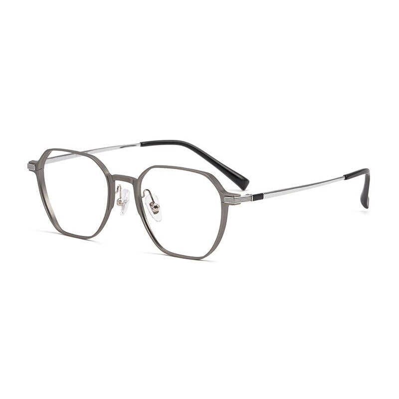 Handoer Unisex Full Rim Polygonal Square Aluminum Magnesium Alloy Eyeglasses 5052 Full Rim Handoer Gray  