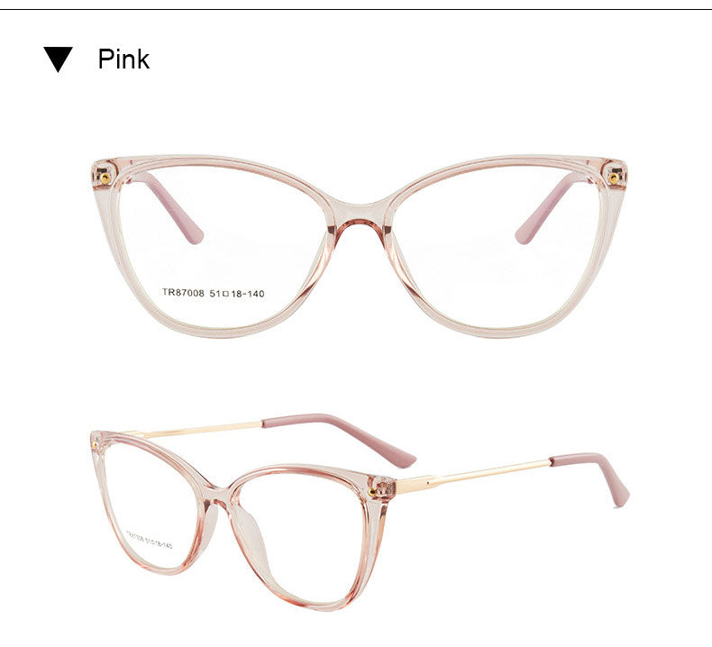 Hotony Woman's Full Rim Cat Eye TR 90 Resin Alloy Frame Eyeglasses 7008 Full Rim Hotony
