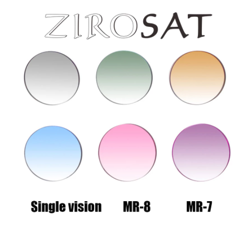 Zirosat Mr-8 Mr-7 Progressive Multifocal 1.67 Index Lenses Color Gradient Red Tint Lenses Zirosat Lenses   