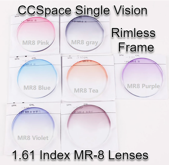 CCSpace Single Vision 1.61 Index MR-8 Tinted Lenses Lenses CCSpace Lenses