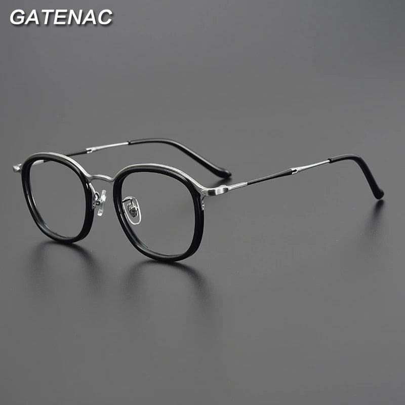 Gatenac Unisex Full Rim Round Square Titanium Eyeglasses Gxyj964 Full Rim Gatenac