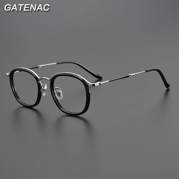 Gatenac Unisex Full Rim Round Square Titanium Eyeglasses Gxyj964 Full Rim Gatenac