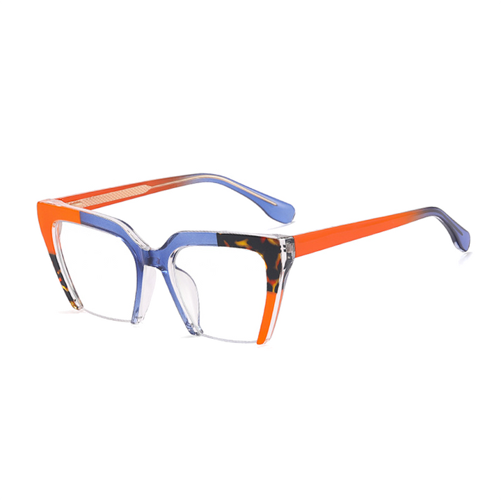 Ralferty Women's Full Rim Square Cat Eye Tr 90 Acetate Eyeglasses F81058 Full Rim Ralferty China C6 Blue Orange