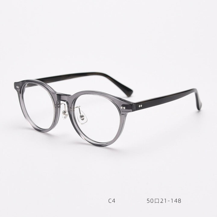 CCspace Unisex Full Rim Round Acetate Eyeglasses 55692 Full Rim CCspace Gray China