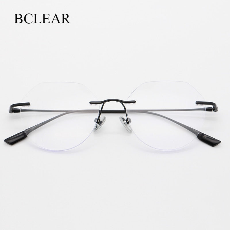 Bclear Unisex Rimless Square Titanium Frame Eyeglasses Myb1135 Rimless Bclear