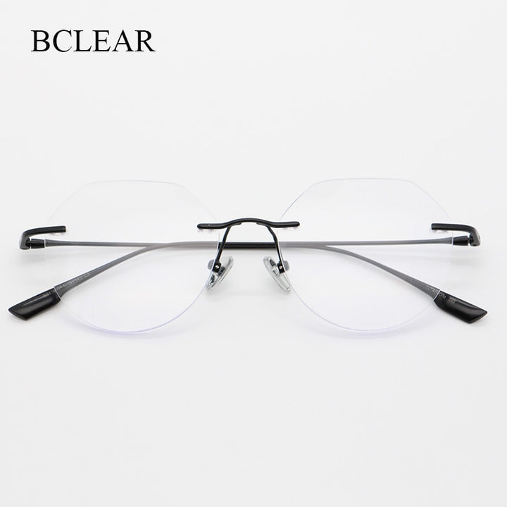 Bclear Unisex Rimless Square Titanium Frame Eyeglasses Myb1135 Rimless Bclear