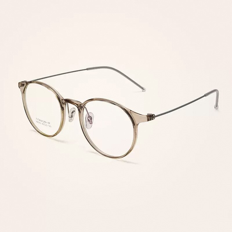Yimaruili Unisex Full Rim Round Tr 90 Titanium Eyeglasses M8062 Full Rim Yimaruili Eyeglasses Transparent Tea
