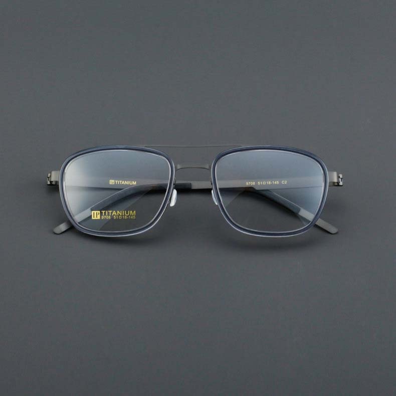 CCspace Unisex Full Rim Square Double Bridge Acetate Titanium Eyeglasses 55024 Full Rim CCspace GrayGun China