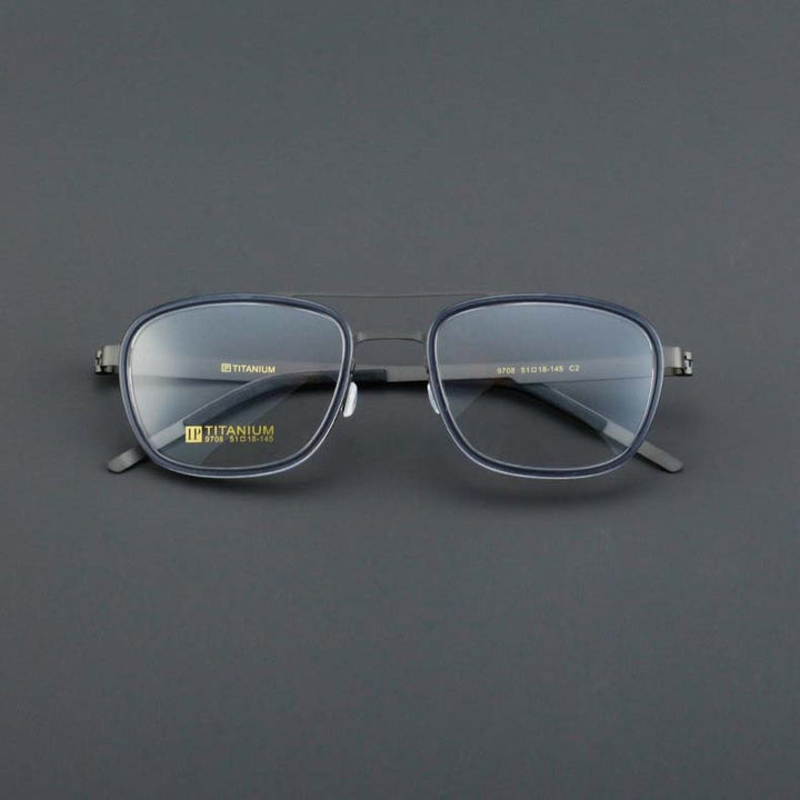 CCspace Unisex Full Rim Square Double Bridge Acetate Titanium Eyeglasses 55024 Full Rim CCspace GrayGun China