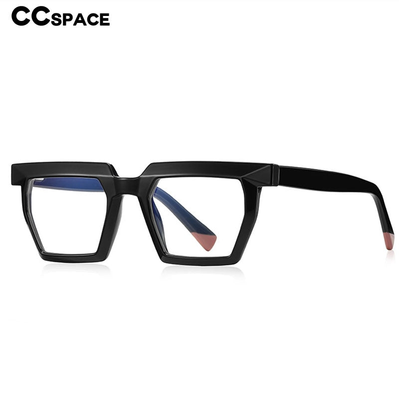 CCspace Unisex Full Rim Flat Top Square Acetate Titanium Eyeglasses 53370 Full Rim CCspace