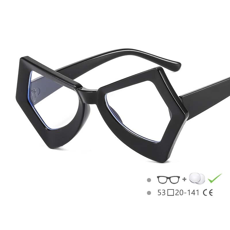 CCspace Unisex Full Rim Polygonal Cat Eye Acetate Frame Eyeglasses 54620 Full Rim CCspace China Black