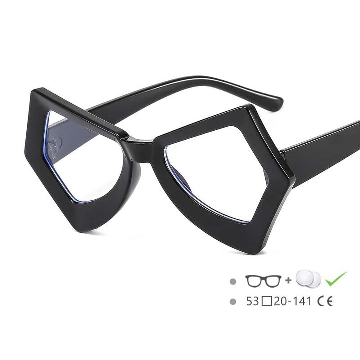 CCspace Unisex Full Rim Polygonal Cat Eye Acetate Frame Eyeglasses 54620 Full Rim CCspace China Black