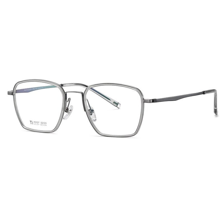 Bclear Unisex Full Rim Irregular Square Titanium Acetate Eyeglasses Nwd2327 Full Rim Bclear Transparent grey