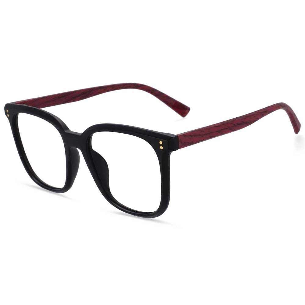 CCspace Unisex Full Rim Square Tr 90 Titanium Frame Eyeglasses 54169 Full Rim CCspace Black red