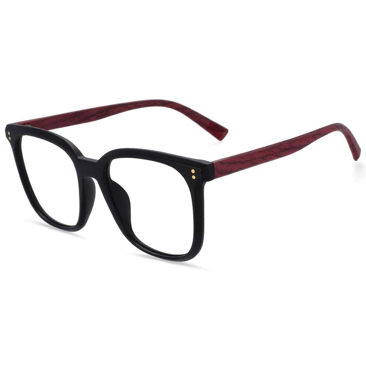 CCspace Unisex Full Rim Square Tr 90 Titanium Frame Eyeglasses 54169 Full Rim CCspace Black red
