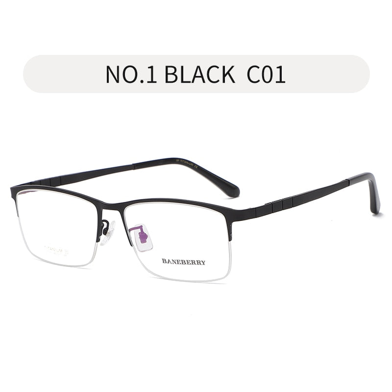 Reven Jate Unisex Semi Rim Rectangle Titanium Frame Eyeglasses 71111 Semi Rim Reven Jate black