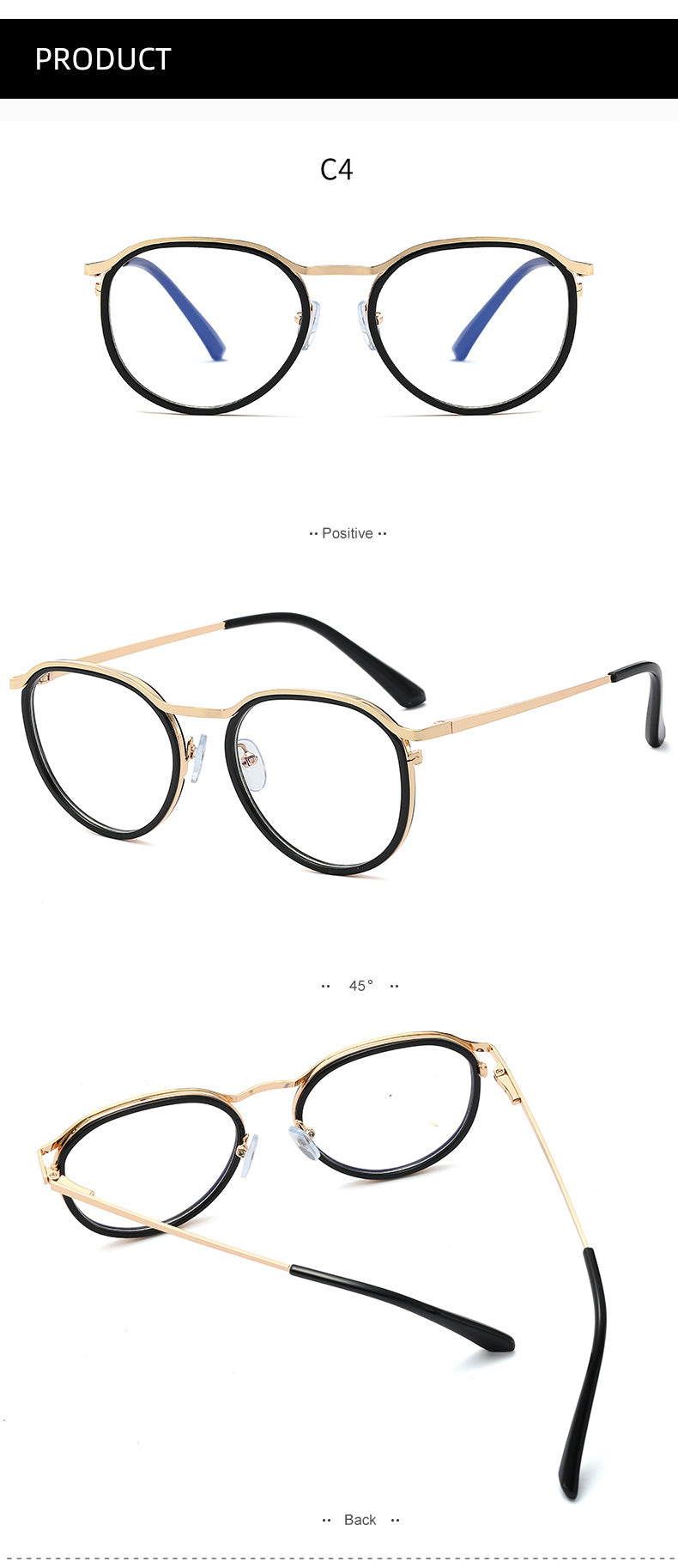 Hotony Women's Full Rim Round TR 90 Resin Alloy Frame Eyeglasses 95909 Full Rim Hotony
