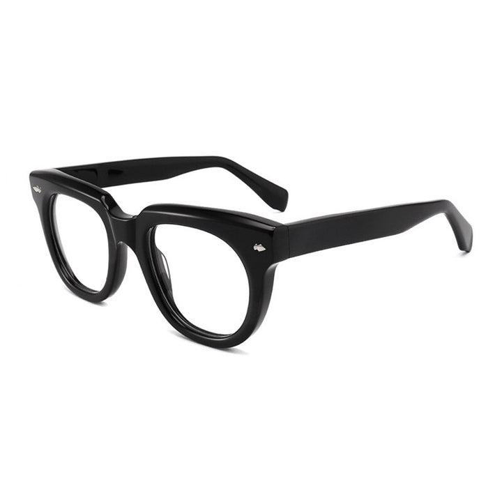 Gatenac Unisex Full Rim Square Acetate Frame Eyeglasses Gxyj774 Full Rim Gatenac Black