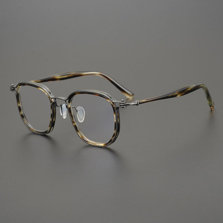 Gatenac Unisex Full Rim Square Titanium Acetate Frame Eyeglasses Gxyj815 Full Rim Gatenac Tortoise