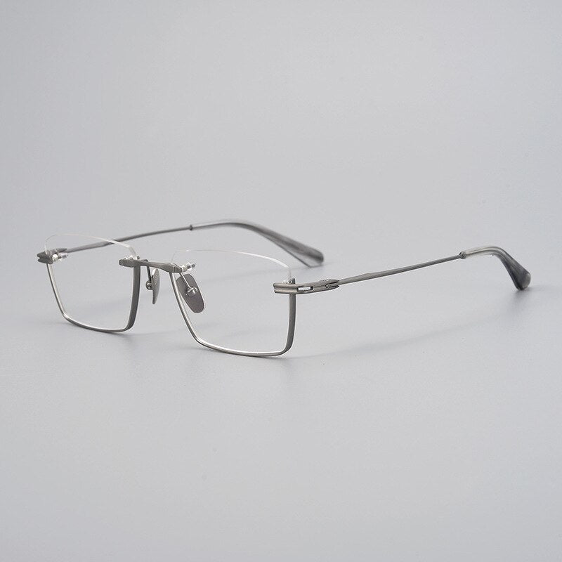 CCspace Unisex Semi Rim Square Handcrafted Titanium Eyeglasses 55634 Full Rim CCspace China Gun