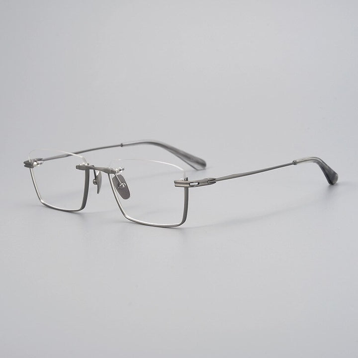 CCspace Unisex Semi Rim Square Handcrafted Titanium Eyeglasses 55634 Full Rim CCspace China Gun