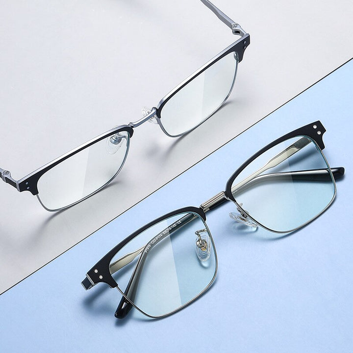 Bclear Unisex Full Rim Square Eyebrow Line Titanium Eyeglasses Wd916 Full Rim Bclear
