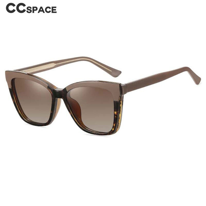 CCSpace Women's Full Rim Square Cat Eye Tr 90 Titanium Eyeglasses With Clip on Sunglasses 55112 Clip On Sunglasses CCspace   